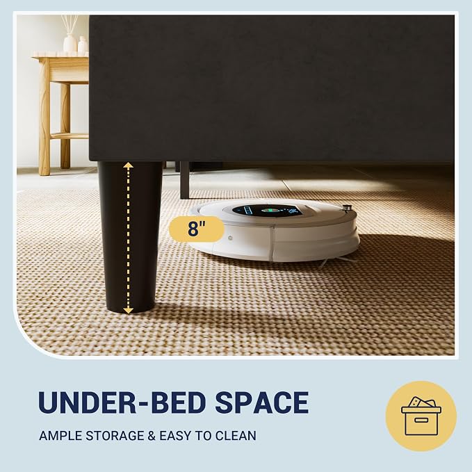 Allewie Full Size Velvet Platform Bed Frame with Vertical Tufted Wingback Headboard, Easy Assembly, Under Bed Storage, No Box Spring Required, Modern Style, Black