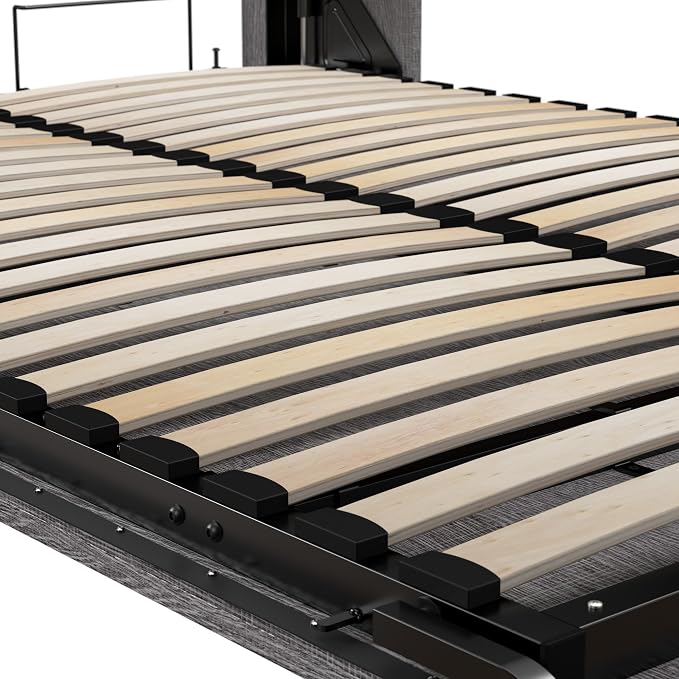 Bestar Pur Full Size Murphy Bed in Bark Grey, 59-inch Space-Saving Sleeping Arrangement for Multipurpose Area, Bedroom, Guest Room, or Living Room