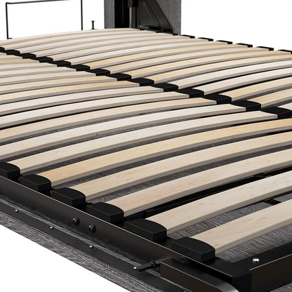 Bestar Pur Full Size Murphy Bed in Bark Grey, 59-inch Space-Saving Sleeping Arrangement for Multipurpose Area, Bedroom, Guest Room, or Living Room