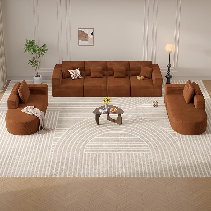 Living Room Furniture Sets,Modern U Shaped Modular Sectional Sofa,Convertible Cloud Couches for Living Room,Comfy 4 Seater with 2 Chaise Furniture Set, Boneless Couch Sofa,1 PCS