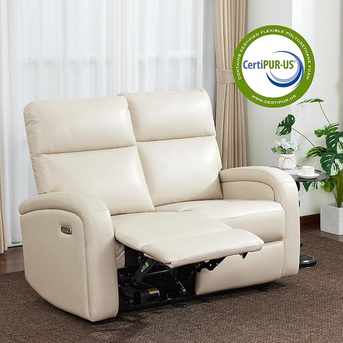 MCombo 56" Zero Wall Recliner Loveseat, 2-Seat Power Wall Hugger Sofa with USB & Type-C Dual Ports, for Small Space, Living Room, RV PR646M1 (Beige, Loveseat)