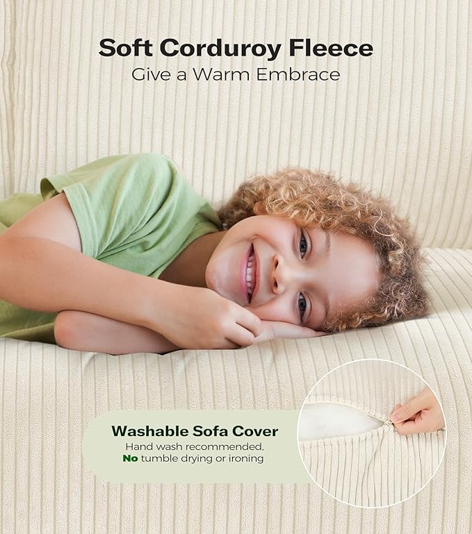Welzona Loveseat Sofa, 51" Love Seat, Comfy Corduroy Small Loveseat for Small Spaces, Tool-Free Setup Couch for Bedroom, All-Wood Couches for Living Room, Beige