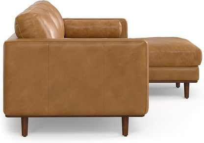 SIMPLIHOME Morrison Right Sectional Sofa in Full-Grain Genuine Leather, Sienna, 102-inches Wide, L-Shaped Leather Couch with Right Chaise for the Living Room and Family Room