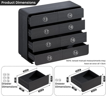 Standifurno Black Dresser with 8 Drawers, Modern Chest of Drawers with Deep Drawers, Big Storage Organizer for Bedroom, Living Room, Hallway, 47’’Wide