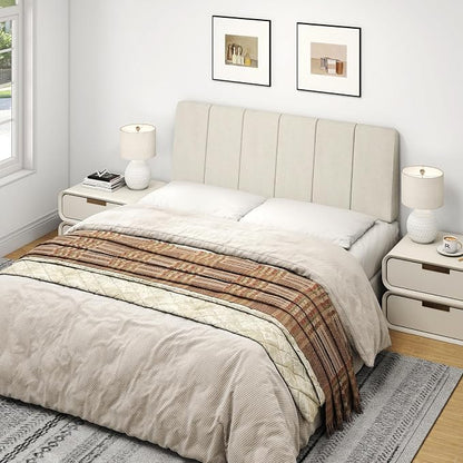 Full Size Headboard Only-No Assembly, Upholstered Headboard Full Size Linen Fabric Modern Style Headboards Extra-Thick, Beige