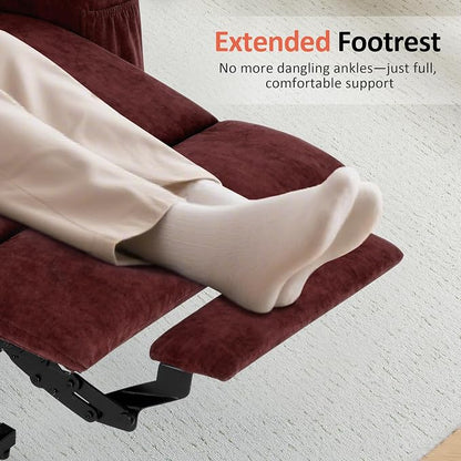 MCombo Power Lift Recliner Chair for Elderly, Lift Chair with Heat and Massage, USB&Type C Ports, Extended Footrest, Cup Holders, Fabric 7040 (Medium, Sangria)