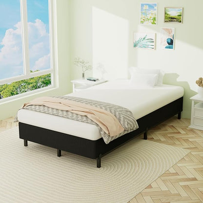 Superay Twin Box Spring, 10 inch Box Spring for Twin Bed, Heavy Duty Metal Bed Frame with Fabric Cover, 3000lbs Max Weight Capacity Bed Base Mattress Foundation, Easy Assembly, Noise Free, Black