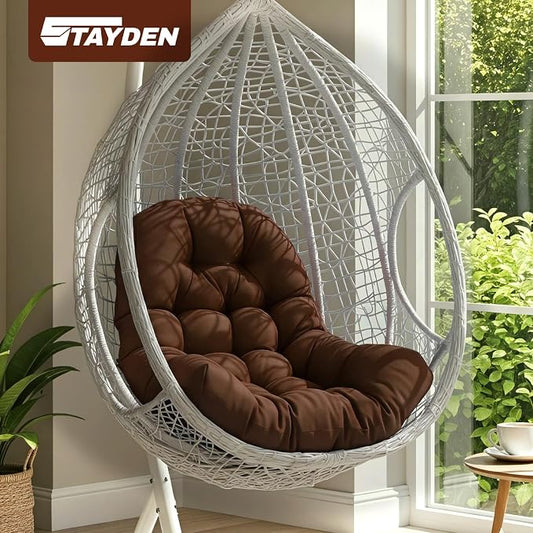 Egg Chair Cushion Replacement Outdoor Hanging Chair Cushion for Patio Furiture Hammock Swing Cushion 47x35x6 Inches (Brown)