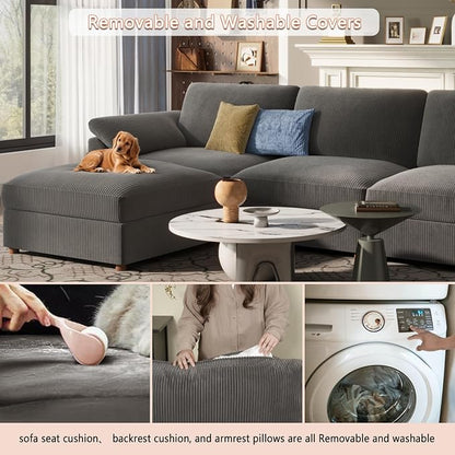 EASE MOOSE Oversized L Shape Sectional Modular Sofa, Extra Large Deep Seat Couch with Versatile Console Modular Cloud Sectional Couch,Removable Washable