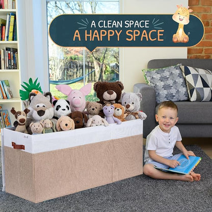 SoftOwl Extra Large Toy Storage Organizer with Lid - Sturdy, Collapsible Toy Chest Storage Box Design - Toys Bin with Dividers for Kids, Nursery, Bedroom, Playroom 37"x16"x14"