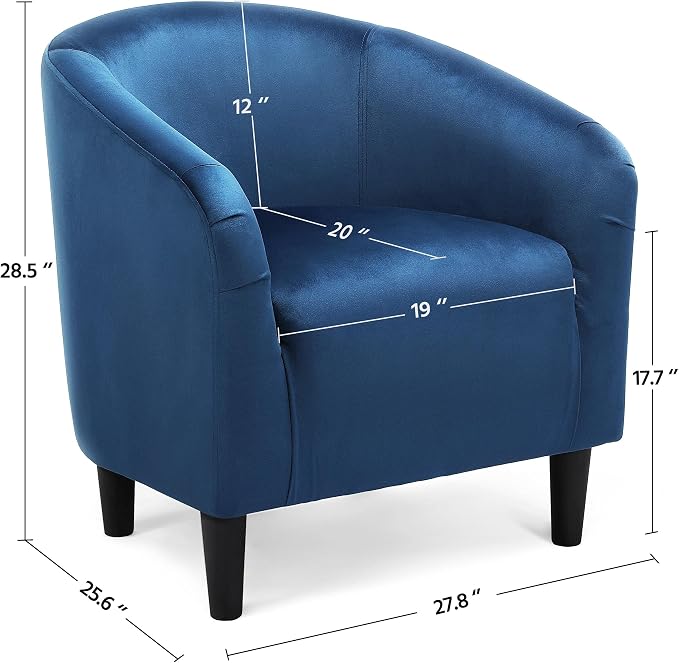 Topeakmart Velvet Accent Chair, Modern Club Chair Upholstered Armchair with Solid Legs Comfy Sofa Chair for Living Room/Bedroom/Waiting Room, Pagoda Blue