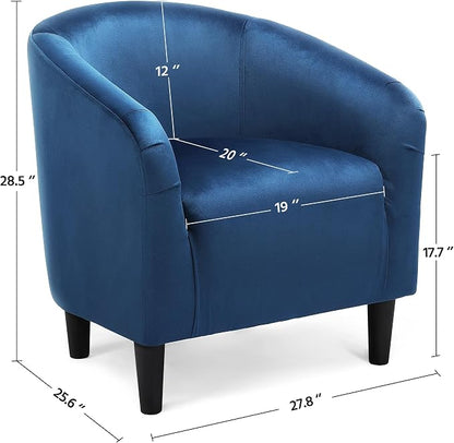 Topeakmart Velvet Accent Chair, Modern Club Chair Upholstered Armchair with Solid Legs Comfy Sofa Chair for Living Room/Bedroom/Waiting Room, Pagoda Blue