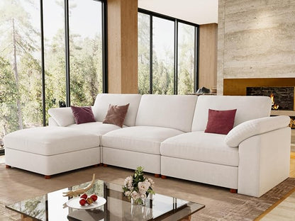 EASE MOOSE Sectional Modular Sofa,Oversized L Shape Sectional Couch Wide Deep seat Sectional Sofa,Comfortable White Modular Sofa