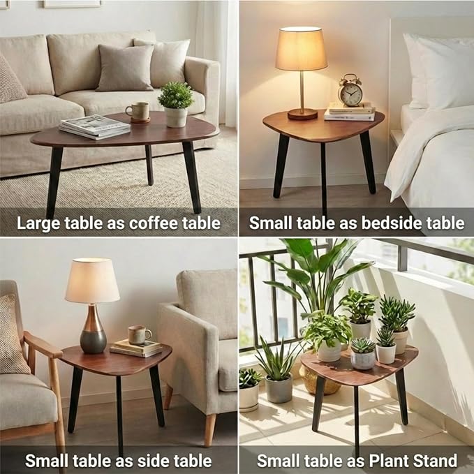 Nesting Coffee Table Set of 2-Mid Century Modern Coffee Table | Guitar Pick Stacking Tables with Solid Wood Legs,Small Coffee Tables for Small spaces,Living Room,Balcony