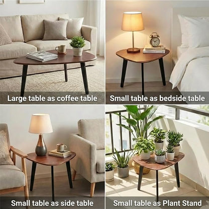 Nesting Coffee Table Set of 2-Mid Century Modern Coffee Table | Guitar Pick Stacking Tables with Solid Wood Legs,Small Coffee Tables for Small spaces,Living Room,Balcony
