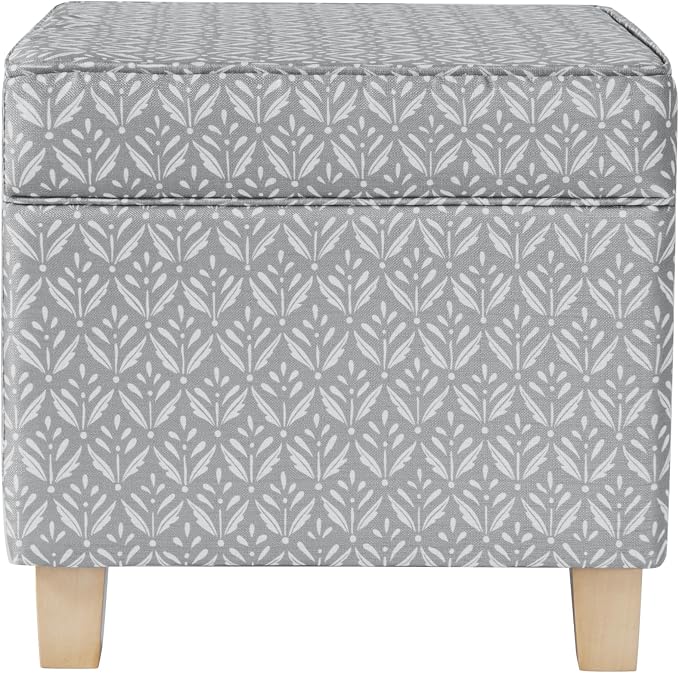 HomePop 18" Classic Square Storage Ottoman - Light Grey Print