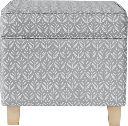 HomePop 18" Classic Square Storage Ottoman - Light Grey Print
