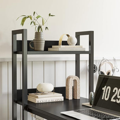 CubiCubi L Shaped Desk, 51.1 Inch Computer Corner Desk with Hutch, Storage Shelves, Writing Gaming Study Desk with Bookshelf, Black