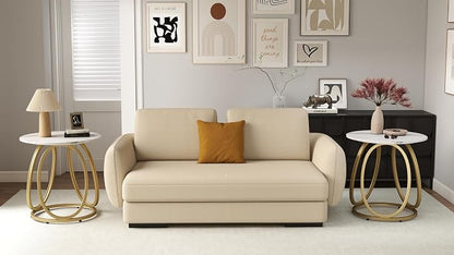 O&K FURNITURE Gold Side Table for Living Room, Round End Table with Chrome Finish, Contemporary Nightstand, Bedroom & Home Office, 1PC