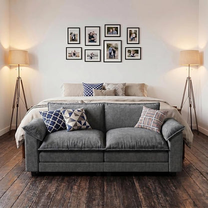 Homall 80" Modular Sectional Sofa, Loveseat Sofa Couch with Double-Layer Cushion, DIY Combination Chenille Deep 2-Seat Cloud Couch for Living Room, Apartment (Bright Grey, Loveseat Sofa)
