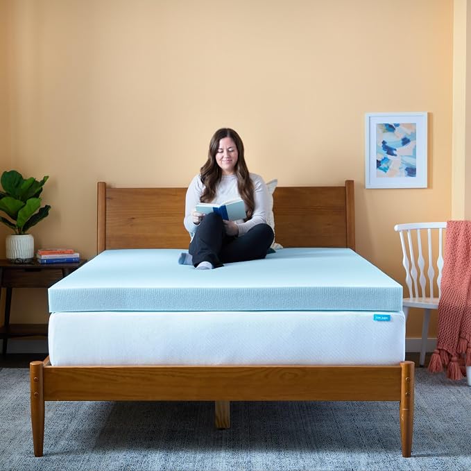Linenspa Memory Foam Mattress Topper, Full Size - 4 Inch Gel Infused Memory Foam - Plush Feel - Cooling and Pressure Relieving - CertiPUR Certified