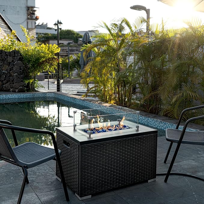 GASPRO 20 lbs Bahama Blend Fire Glass for Fire Pit Table, Decorative Gas Fireplace Glass Rocks, 1/2 Inch