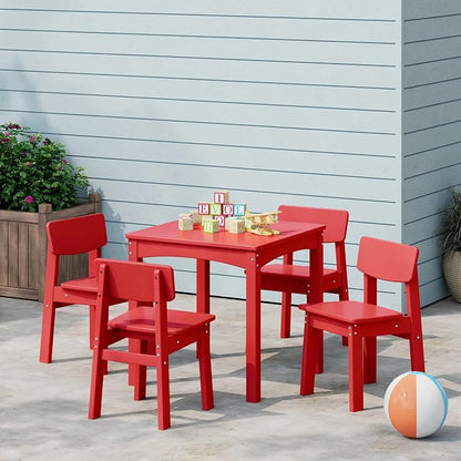 Costaelm Outdoor Kids Dining Chair Set of 2,Step Stool Toddler Chair, Red
