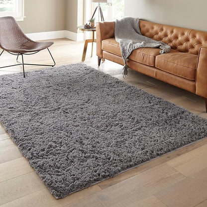 Ophanie 6x9 Area Rugs,Upgrade Non-Slip Fluffy Soft Rugs for Living Room,Large Shag Grey Fuzzy Plush Rug,Gray Shaggy Big Carpets for Bedroom,Kids Boys Girls Dorm Decor with Over 99 pcs Pile fibers