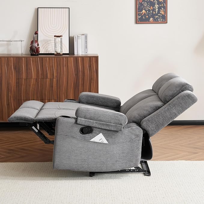 GUEAPY 55" Loveseat Reclining Sofa with Cup Holders – Manual Double Reclining Sofa for Aprtment & Small Spaces, Chenille Fabric Reclinig Couch with Wide Armrests & Side Storage for Livingroom
