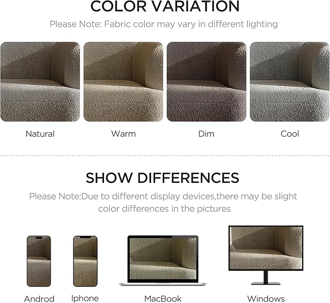 Acanva Formia Boucle Curved Sectional Sofa, 153" W Right Hand, Light Coffee | Modular Couch, Modern Minimalist, Wood Frame, For Living Room, Apartment, Home Office