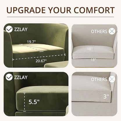 Swivel Accent Chair with Storage Ottoman, Modern Velvet Barrel Chair, Upholstered Armchair with Footrest for Living Room/Reading/Bedroom, 25.4'' D x 28.35'' W x 24.4'' H, Green