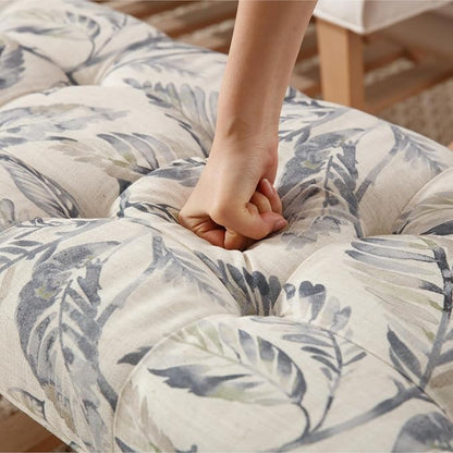 Kmax Entryway Bench with Shoe Storage, Upholstered Wood Storage Bench for Living Room Window Bench with Storage for Bedroom End of Bed - Linen, Floral Pattern