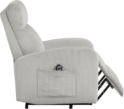 Lexicon Power Lift Recliner Chair for Elderly with Remote Control, Gentle Lift Motion, Side Pocket Armrest, Corduroy Upholstered Electric Recliner for Living Room/Bedroom, Easy Assembly, Light Gray