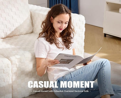 Modular Sectional Sofa 2 Seater Loveseat Modular Couch with Deep Seat Memory Foam Cloud Chair with Pillows Oversized Sectional Sofa for Living Room Bedroom (Plush White, Loveseat)
