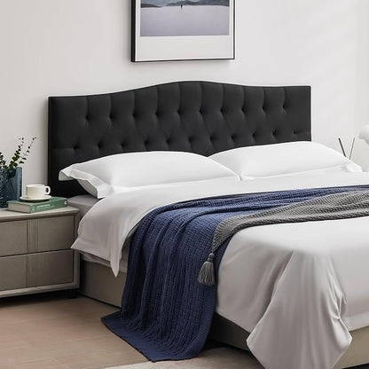 Tufted Upholstered Full Size Headboard Only, Adjustable 38-50 in | Full Headboard for Full Size Bed, Durable Linen Fabric Headboards, Modern Diamon Design Wood Head Board