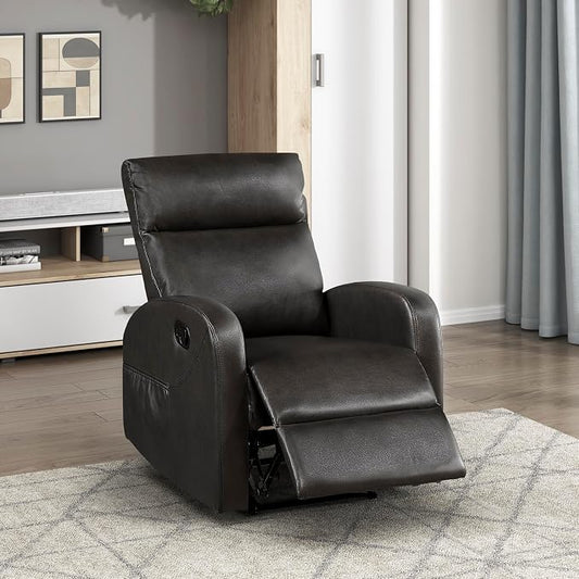 Lexicon Manual Recliner Chair, Faux Leather Reclining Chair, Wall Hugger, Track Arms, Magazine Pockets, Manual Recliner for Living Room/Office/Apartment, Easy Assembly, Espresso