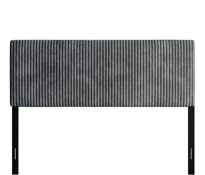Twin Corduroy Velvet Upholstered Adjustable Headboard, Grey