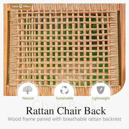 Sophia & William Outdoor Dining Set, Patio Furniture Set with Table and Chairs Set Wooden, Rattan Furniture Set of 8 Chairs and 1 Acacia Wood Rectangular Table for Yard, Garden, Porch and Poolside
