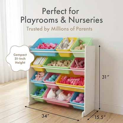 Humble Crew Kids' Toy Storage Organizer, White/Pastel (WO560P)