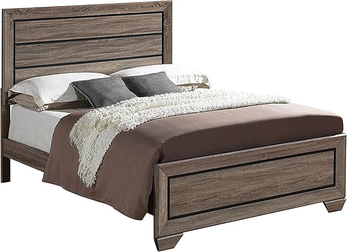 Coaster Home Furnishings Kauffman Transitional 4-Piece Bedroom Set Queen Size Panel Bed Frame 54-inch Headboard Washed Taupe 204191Q-S4