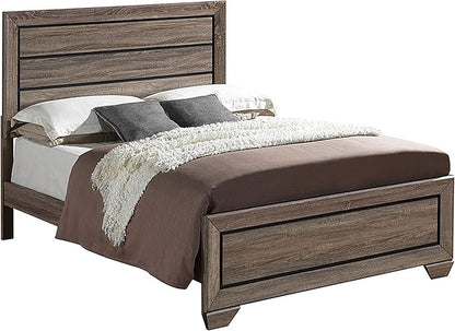 Coaster Home Furnishings Kauffman Transitional 4-Piece Bedroom Set Queen Size Panel Bed Frame 54-inch Headboard Washed Taupe 204191Q-S4