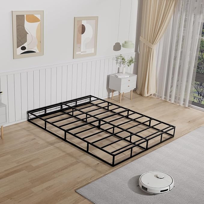 Tyndall 7 Inch Queen Box Spring, Heavy Duty Metal Box Spring for Queen Size Bed Mattress Foundation with Fabric Cover, Noise-Free, Non Slip, Easy Assembly