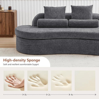 AVZEAR 78" Curved Loveseat Sofa, Modern 2 Seater Cloud Couch for Living Room, Chenille Upholstered Love Seat with High-Density Foam, No Assembly Required, 2 Bolster Pillows & 2 Square Pillows (Gray)