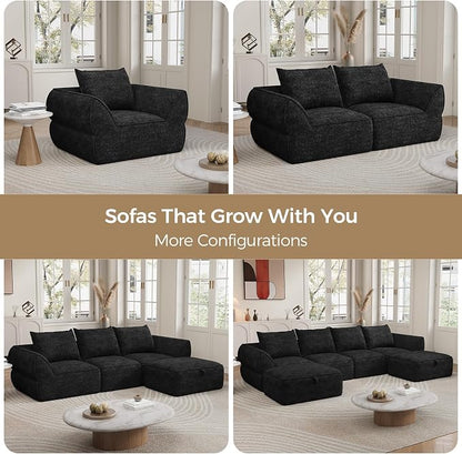 76.4" Cloud Loveseat Sofa, Deep Seat Couch with Pillows, Modern Comfortable Upholstery Boneless Sofa, 1 piece for Living Room, Bedroom, Apartment, Removable Cover，No Assembly Required, Graphite Black
