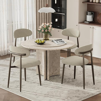 MALOL Dining Chairs Set of 4, Upholstered Kitchen & Dining Room Chairs with Curved Back and Bronze Metal Legs, Comfortable Modern Dining Side Chairs for Dining Room, Kitchen, Camel