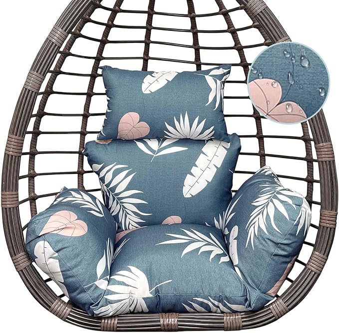 Waterproof Egg Chair Cushion Outdoor Floral Egg Swing Chair Cushion Replacement for Patio Outdoor Funiture