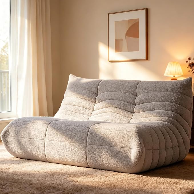 WHGBJA Bean Bag Chairs for Adults with Memory Foam Couch, Loveseat Sofa Chair for Bedroom, Living Room, Reading, Gaming Floor Sofa Couch, Boneless, Comfy