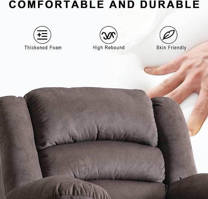 EBELLO Classic Power Recliner Chair, Oversized Electric Overstuffed Reclining Chair with Thick Cushion and Back,Single Sofa with Comfortable Armchair, Brown, 2Pcs