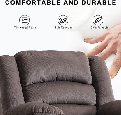 EBELLO Classic Power Recliner Chair, Oversized Electric Overstuffed Reclining Chair with Thick Cushion and Back,Single Sofa with Comfortable Armchair, Brown, 2Pcs