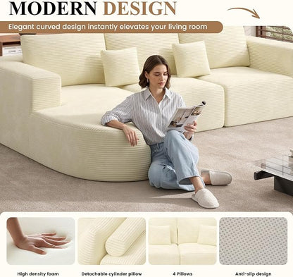 Living Room Furniture Sets,Modern U Shaped Modular Sectional Sofa,Convertible Cloud Couches for Living Room,Comfy 4 Seater with 2 Chaise Furniture Set, Boneless Couch Sofa,1 PCS